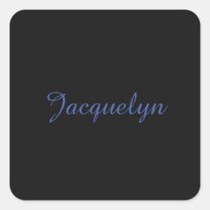 Adesivo Quadrado Preto Neutro e Azul, Novo Nome Próprio Elegante