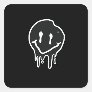 Adesivo Quadrado Preto sorridente