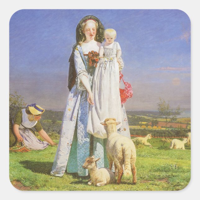 Adesivo Quadrado Pretty Baa Lambs de Ford Madox Brown (Frente)