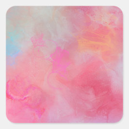 Adesivo Quadrado Pretty Stylish Rose Pink Watercolor Ink