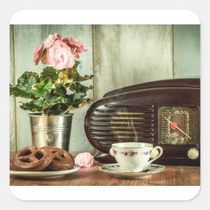 Adesivo Quadrado Pretzel Tea Rosa Posto de Passagem