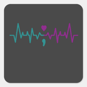 Adesivo Quadrado Prevenção ao suicídio por pulso cardíaco Sensibili