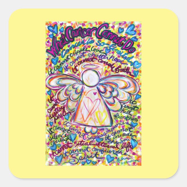 Adesivo Quadrado Primavera Angel Que Cancer Não Consegue Fazer Poem (Frente)
