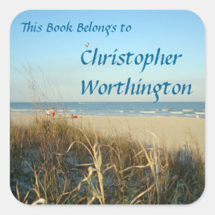 Adesivo Quadrado Primavera Beach Scene n.º 3 Bookplate