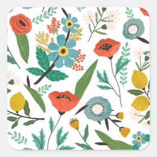 Adesivo Quadrado Primavera Blossomas: Padrão Floral Invisível