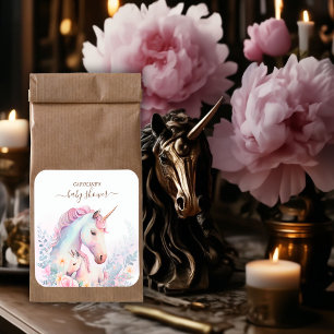 Adesivo Quadrado Primavera Chá de fraldas Unicorn