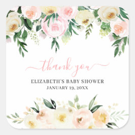 Adesivo Quadrado Primavera cor-de-rosa azul | Favor do Chá de frald