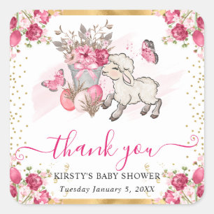 Adesivo Quadrado Primavera de de Flores de Aquarela Chá de fraldas