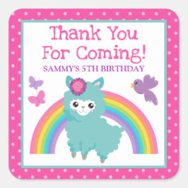 Adesivo Quadrado Primavera Floral Bonita Teal Llama e Rainbow Anive