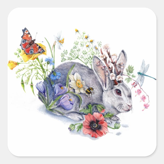 Adesivo Quadrado Primavera Jackalope (Frente)