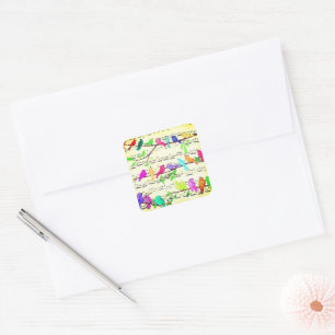 Adesivo Quadrado Primavera Musical Bird Sticker