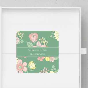 Adesivo Quadrado Primavera Nature Floral Boho Business