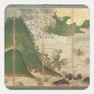 Adesivo Quadrado Primavera Paisagem com Sol