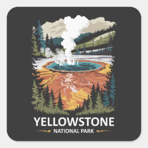 Adesivo Quadrado Primavera Quente do Parque Nacional Yellowstone