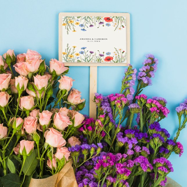 Adesivo Quadrado Primavera Wild Flower Meadow Wedding (Criador carregado)