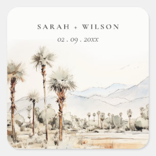 Adesivo Quadrado Primaveras Chic Palm Casamento de Paisagem na Cali