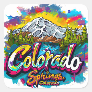 Adesivo Quadrado Primaveras do Colorado, Montanha Pikes do Colorado