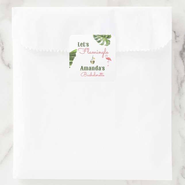 Adesivo Quadrado Primaveras Palm Última Festa de solteira Flamingle (Bolsa)