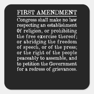 Adesivo Quadrado Primeira Emenda Da rua, Constituição Dos Estados U