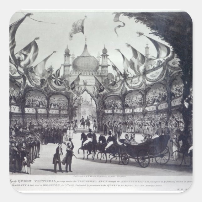 Adesivo Quadrado Primeira visita da Rainha Vitória a Brighton (Frente)