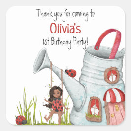 Adesivo Quadrado Primeiro aniversario da Casa do Jardim de Baloiço