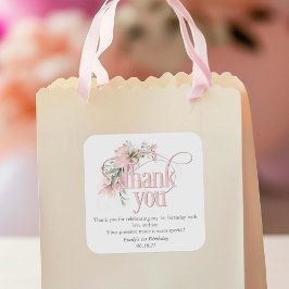 Adesivo Quadrado Primeiro aniversario de obrigado