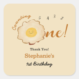 Adesivo Quadrado Primeiro aniversario de Ovos Fresados Cuja Fenda T