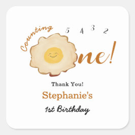 Adesivo Quadrado Primeiro aniversario de Ovos Fresados Cuja Fenda T
