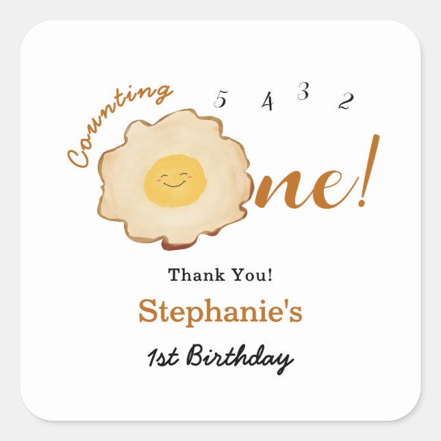 Adesivo Quadrado Primeiro aniversario de Ovos Fresados Cuja Fenda T (Frente)