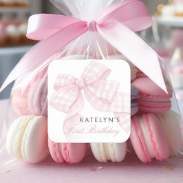 Adesivo Quadrado Primeiro Aniversário do Arco Rosa