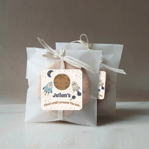 Adesivo Quadrado Primeiro aniversário, primeira órbita ao redor do