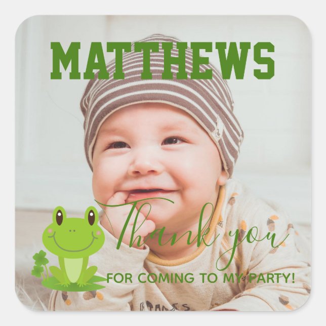 Adesivo Quadrado primeiro aniversario sapo Obrigado Fotografia Fest (Frente)