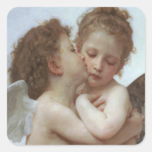 Adesivo Quadrado Primeiro beijo - pintura bonita do anjo