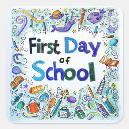 Adesivo Quadrado Primeiro Dia da Escola