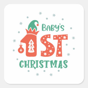 Adesivo Quadrado Primeiro Natal do Bebê 