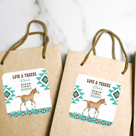 Adesivo Quadrado Primeiro rodeio a sudoeste do cavalo turquesa