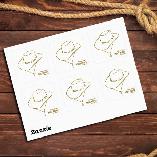Adesivo Quadrado Primeiro Rodeio Chapéu de Cowgirl Ocidental Aniver