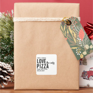 Adesivo Quadrado Primeiro Vem O Amor E Depois Vem A Pizza  Festa de