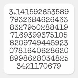 Adesivo Quadrado Primeiros 100 dígitos do Pi Sticker