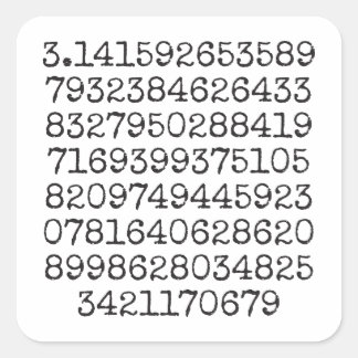 Adesivo Quadrado Primeiros 100 dígitos do Pi Sticker