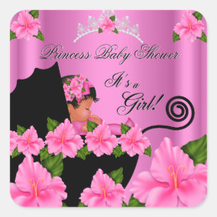 Adesivo Quadrado Princesa Afro-Americana Chuveirinho de Bebê Menina