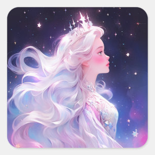 Adesivo Quadrado Princesa Anime Feita De Estrelas