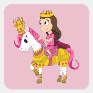 Adesivo Quadrado Princesa bonita de desenhos animados