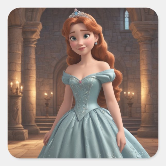 Adesivo Quadrado Princesa bonito (Frente)