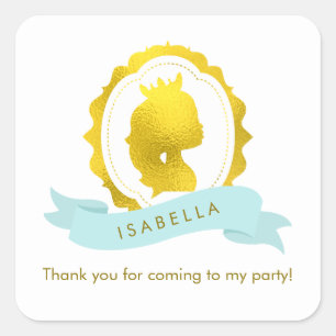 Adesivo Quadrado Princesa Cameo Aniversário da hortelã