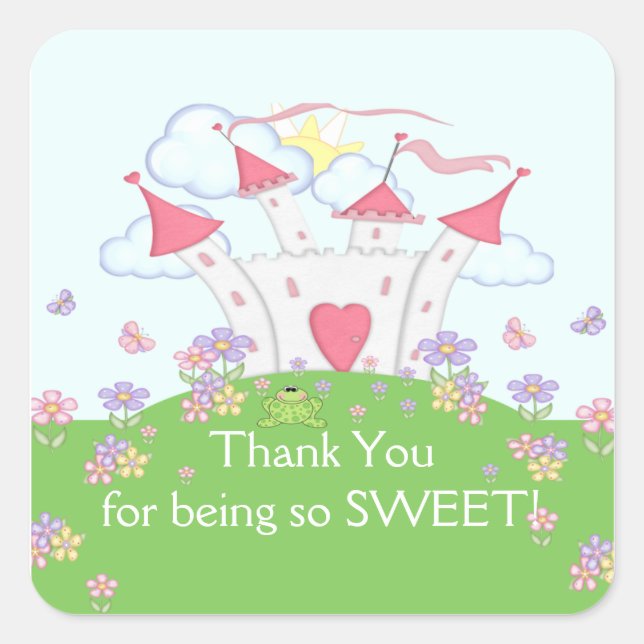 Adesivo Quadrado Princesa Castle, Obrigado Pau Quadrado! (Frente)