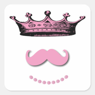 Adesivo Quadrado Princesa Coroa e bigode