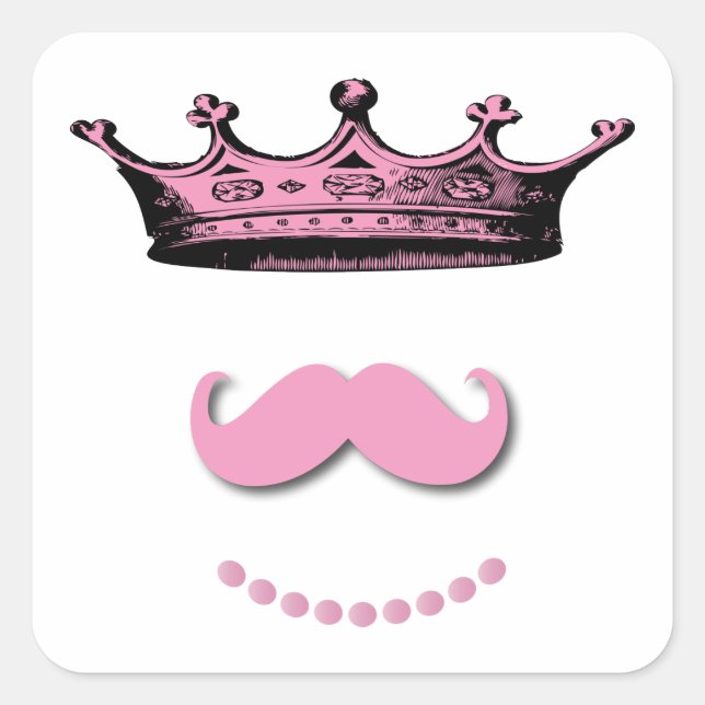 Adesivo Quadrado Princesa Coroa e bigode (Frente)