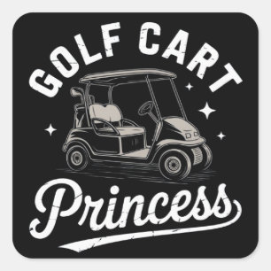 Adesivo Quadrado Princesa engraçada de carrinho de golfe Senhoras d