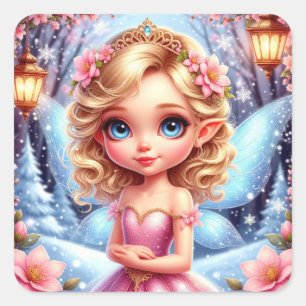 Adesivo Quadrado Princesa Fada de Inverno para Amantes de Fantasia